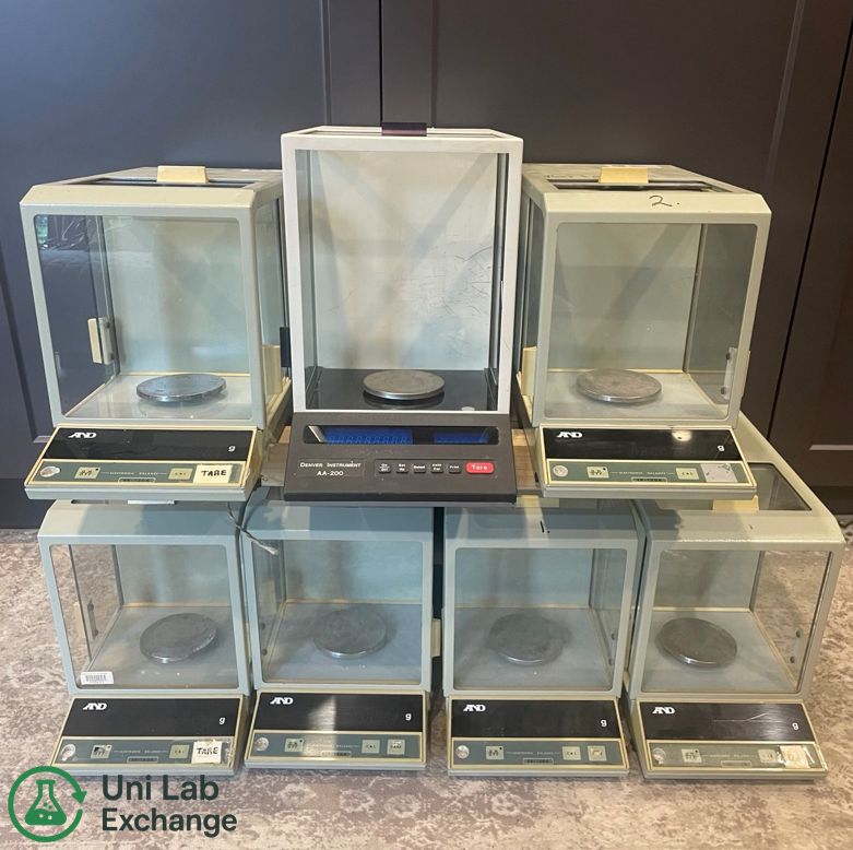 Seven analytical balances recovered from the University of Melbourne